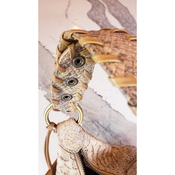 NEW Via Spiga Snake Embossed Textured Leather Hobo - Picture 15 of 15